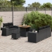 Conjunto de Sofá de Jardín de 8 Piezas con Cojines Ratán Poliéster Negro Acacia,  Conjunto de Comedor de Jardín de 3 Piezas con Cojines Ratán Poliéster Negro Acacia