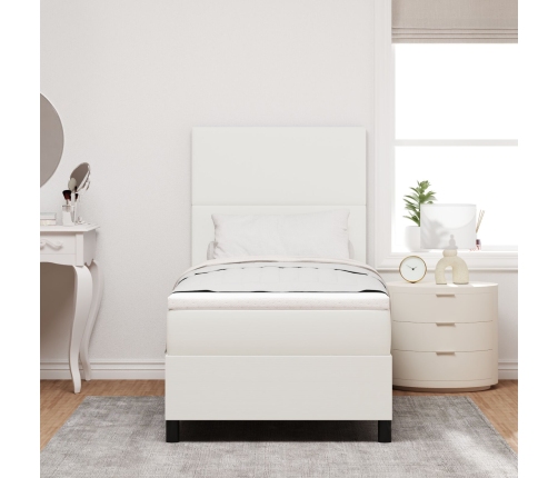 Cama con somier y colchón LED crema 90x200 cm tela de corduroy