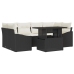 Conjunto de Sofás de Jardín  Set de 7 Sofá negro con cojines crema