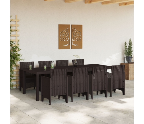 Conjunto de Comedor de Jardín de 9 Piezas Marrón de Poliratán