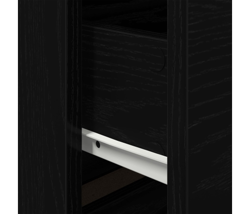 Cabinet de Noche  con LED Montado en la Pared Roble Negro 50x39x41 cm