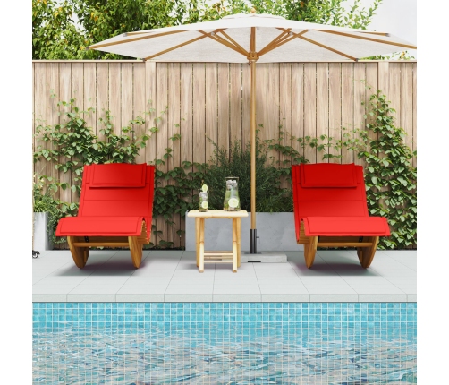 Tumbona Set de 2 Rojo Madera y Tela Estándar Plegable