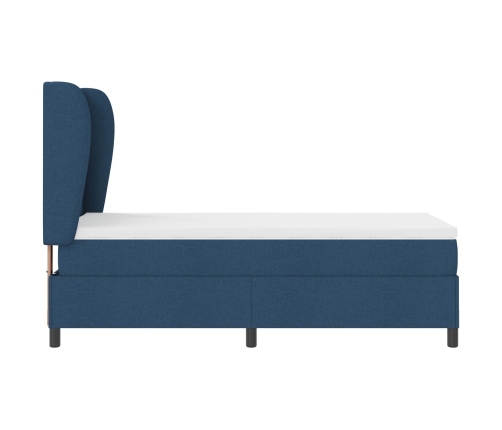 Cama Box Spring  con Colchón Azul 100x200 cm Tela