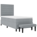 Cama con Box Spring  con Colchón y Banco Gris Claro 90x200 cm Tela