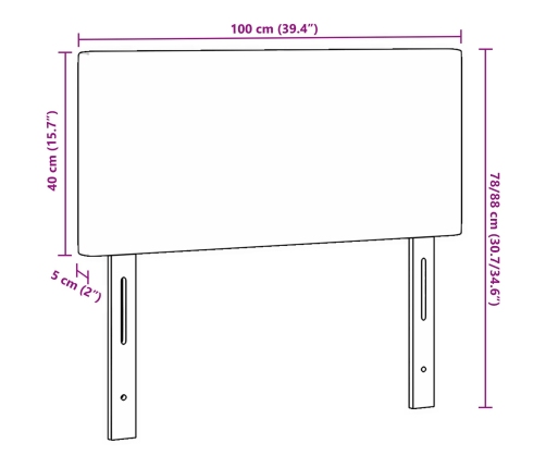 Cabezal  Diseño Simple Gris Claro 100 cm Tela de Pana