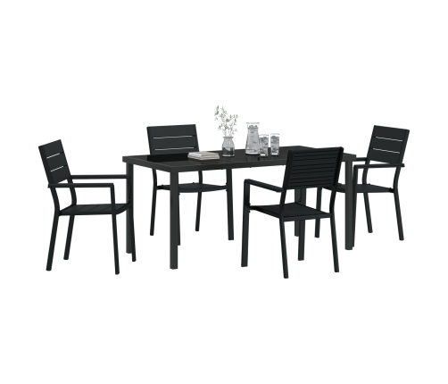 Conjunto de Comedor de Jardín de 5 Piezas Negro HDPE