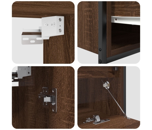 Conjunto de Muebles de Baño de 5 Piezas de  en Madera de Roble Marrón