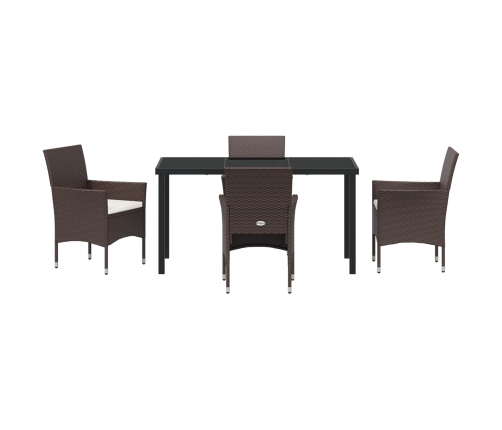 Juego de Comedor Jardín  de 5 Piezas Marrón Poliratán