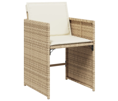 Set de comedor de jardín  de 5 piezas con cojines de poliratán beige
