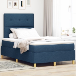 Cama Box Spring  con Colchón Azul 120x200 cm Tela