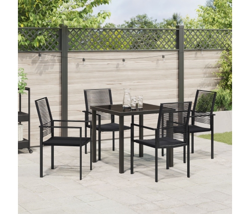 Juego de Comedor de Jardín de 5 piezas Negro Ratan de PVC