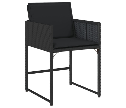Conjunto de Comedor de Jardín de 9 Piezas con Cojines de Rattan Polímero Negro