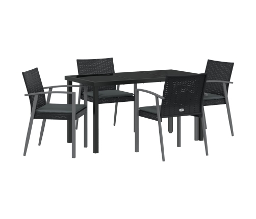 Set de 3 Negro Poliratán, acero 56.5x57x83 cm  Duradero