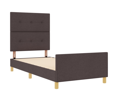Estructura de cama  marrón oscuro 90x190 cm Tela