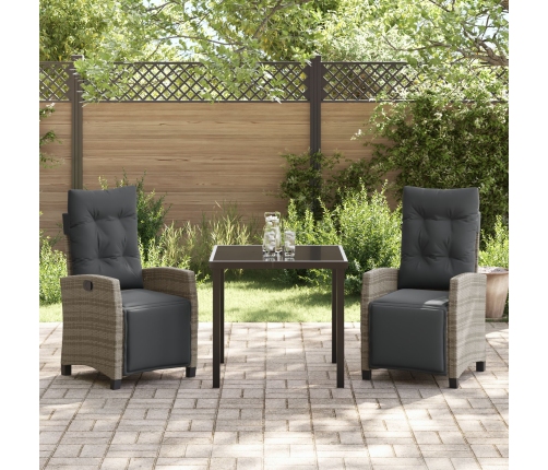Set de Comedor de Jardín de 3 Piezas Gris Ratán PE