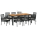 Conjunto de Comedor de Jardín  de 9 Piezas con Cojines Negros de Rattan Sintético