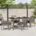 Conjunto de Comedor de Jardín de 5 Piezas con Cojines Gris de Poliratán