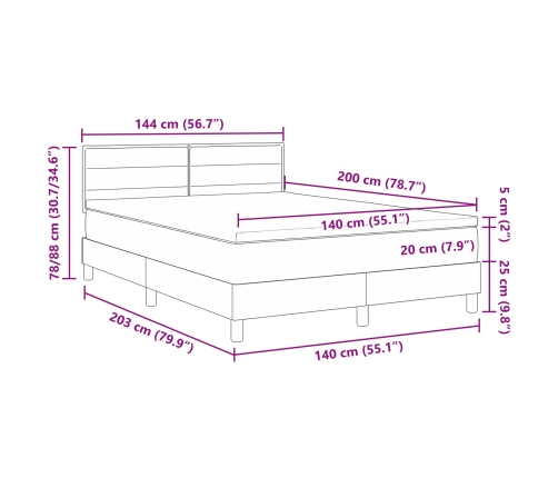 Cama Box Spring  con Colchón Negra 140x200 cm Tela