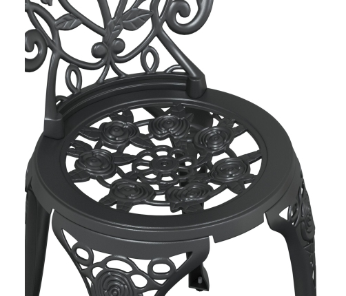 Conjunto de Bistro de Jardín de 3 Piezas  Negro de Aluminio Fundido