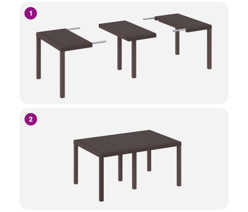 Juego de Comedor de Jardín de 7 Piezas Marrón Poliratan