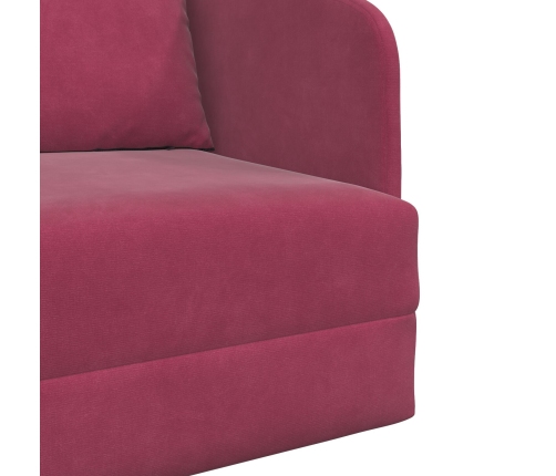 Sofá Cama de Piso  2-en-1 Burdeos 65x80x83 cm de Terciopelo