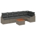 Conjunto de Sofás de Jardín 7 Piezas con Cojines Gris Polirratán Acacia