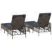 Tumbona Set de 3 Gris y azul marino Ratán PE, metal Plegable