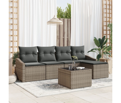 Conjunto comedor jardín 5 piezas con cojines Ratán negro