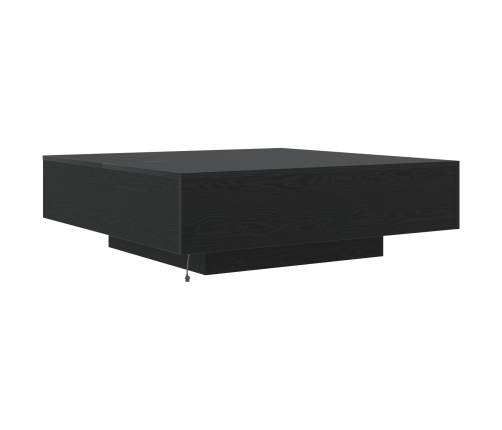 Mesa de café  con luces LED Madera de roble negra 100x100x31 cm