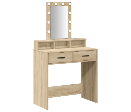 Mesa de Tocador  con Luces LED Sonoma Roble 79x41x140 cm