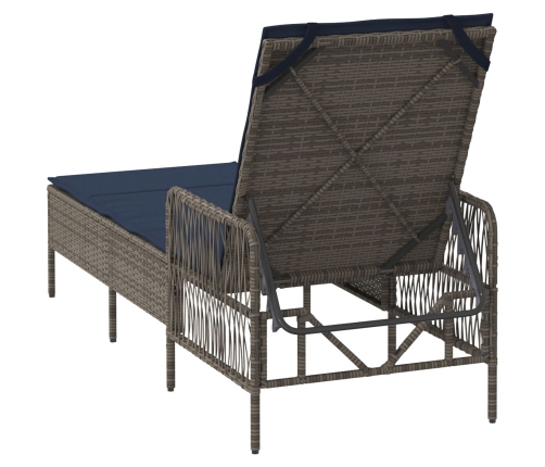 Tumbona de Sol Gris PE Rattan 157 x 55 x 92 cm Plegable
