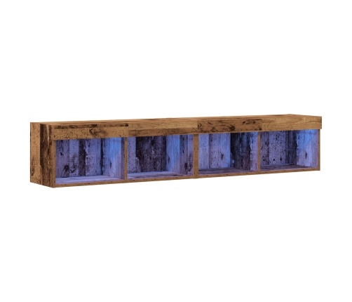 Gabinetes de pared para TV  con luces LED 2 pcs Madera vieja 80x30x30 cm