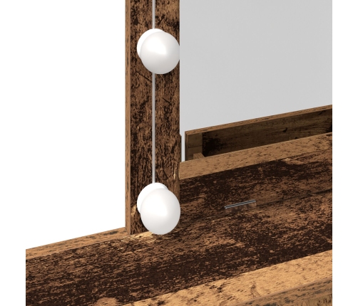 Mesa de Maquillaje con Espejo y Luces LED Madera Vieja Madera Ingenierizada