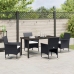 Conjunto de Comedor para Jardín de 5 Piezas  Negro Ratán Polimérico