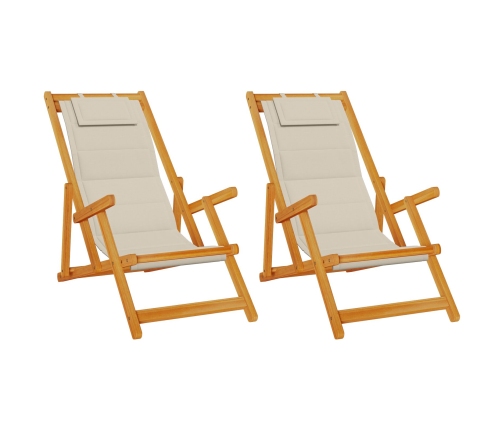 Sillas de playa plegables  2 pcs Taupe de Madera de Acacia y Textilene