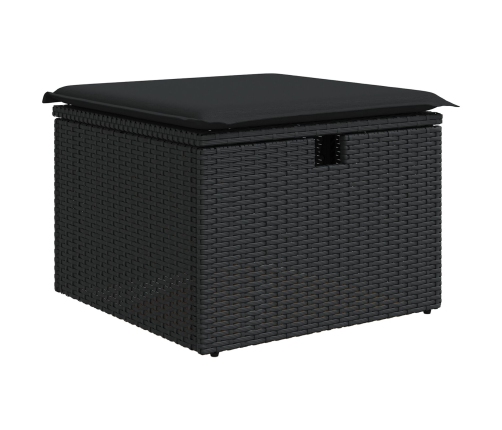Conjunto de Sofá de Jardín de 9 Piezas con Cojines Negro de Rattan