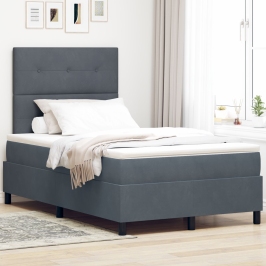 Cama con Box Spring y Colchón Gris Oscuro 120x200 cm de Terciopelo