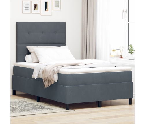 Cama con Box Spring y Colchón Gris Oscuro 120x200 cm de Terciopelo