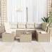 Conjunto de Sofás de Jardín  de 7 Piezas con Cojines Beige Poliratán