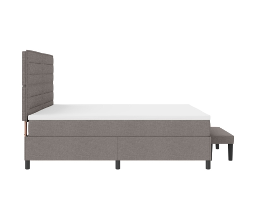 Cama Box Spring  con Colchón y Banco Gris 200x200 cm Tela
