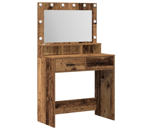 Mesita de Tocador  con Luces LED de Madera Vieja 79x41x135 cm