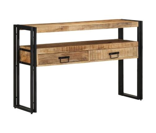 Mesas Auxiliares  Negras 120x33x75 cm de Madera Maciza de Mango y Metal