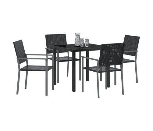 Conjunto de 3 Negro Ratán PE 54x62.5x89 cm Duradero