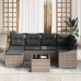 Conjunto de Comedor de Jardín 7 Piezas Gris Rattan Sofá Exterior
