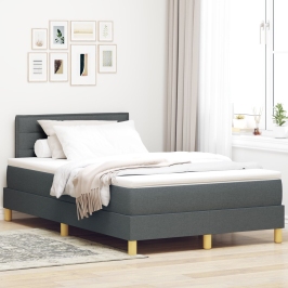 Base de Cama con Colchón Gris Oscuro 120x200 cm Tela