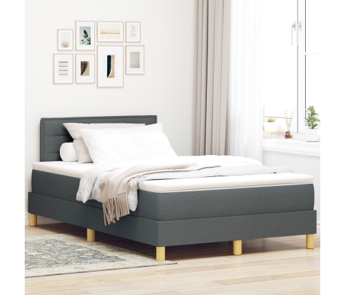 Base de Cama con Colchón Gris Oscuro 120x200 cm Tela