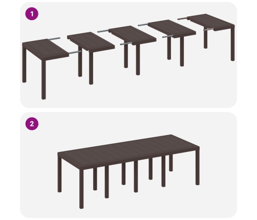 Conjunto de Comedor de Jardín de 9 Piezas Marrón de Poliratán