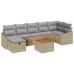 Conjunto de Sofás de Jardín  de 8 piezas con Cojines Beige Poliratán