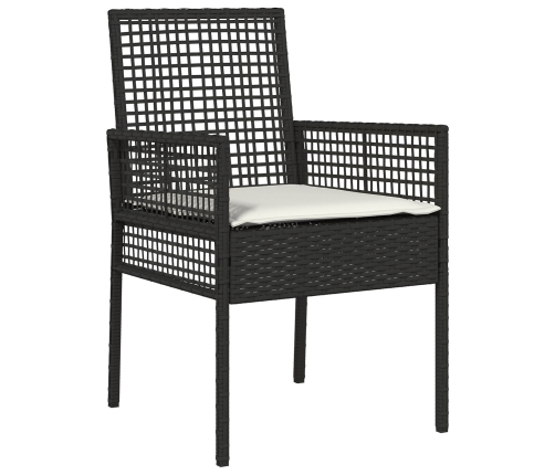 Juego de Comedor Set de 4 Negro Metal, Ratán Duradero
