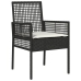 Juego de Comedor Set de 4 Negro Metal, Ratán Duradero